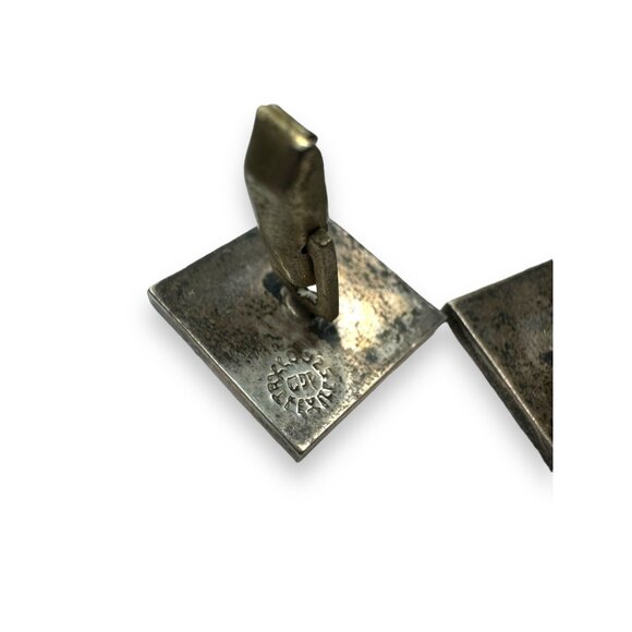Vintage Mexican Alpaca Silver & Onyx Rectangular Cufflinks - Picture 3 of 6